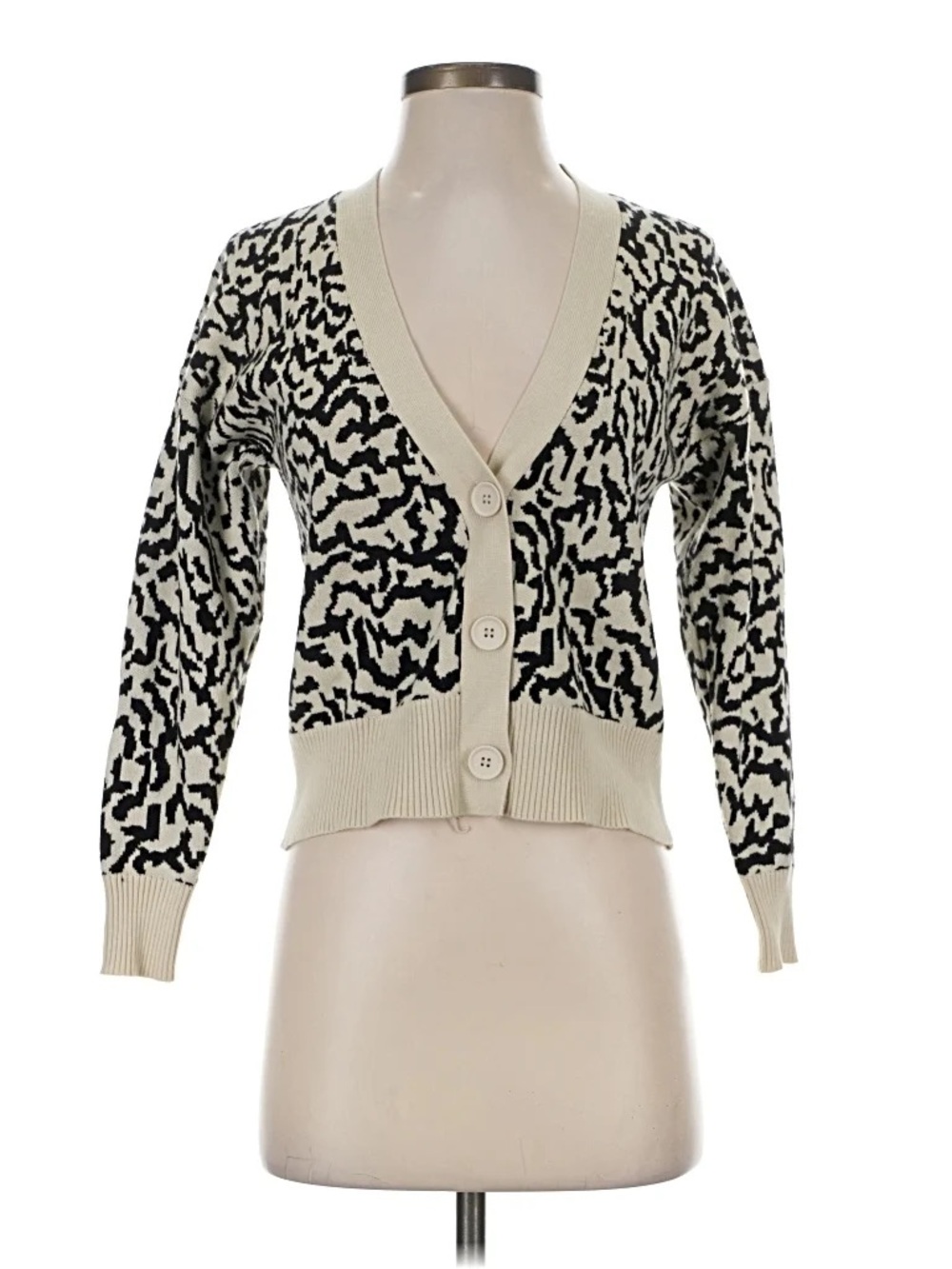 Leopard Print V-Neck Button Cardigan Sweater